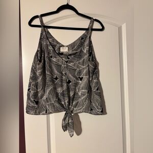 Sienna Sky Black and White Tie Front Crop Tank Top